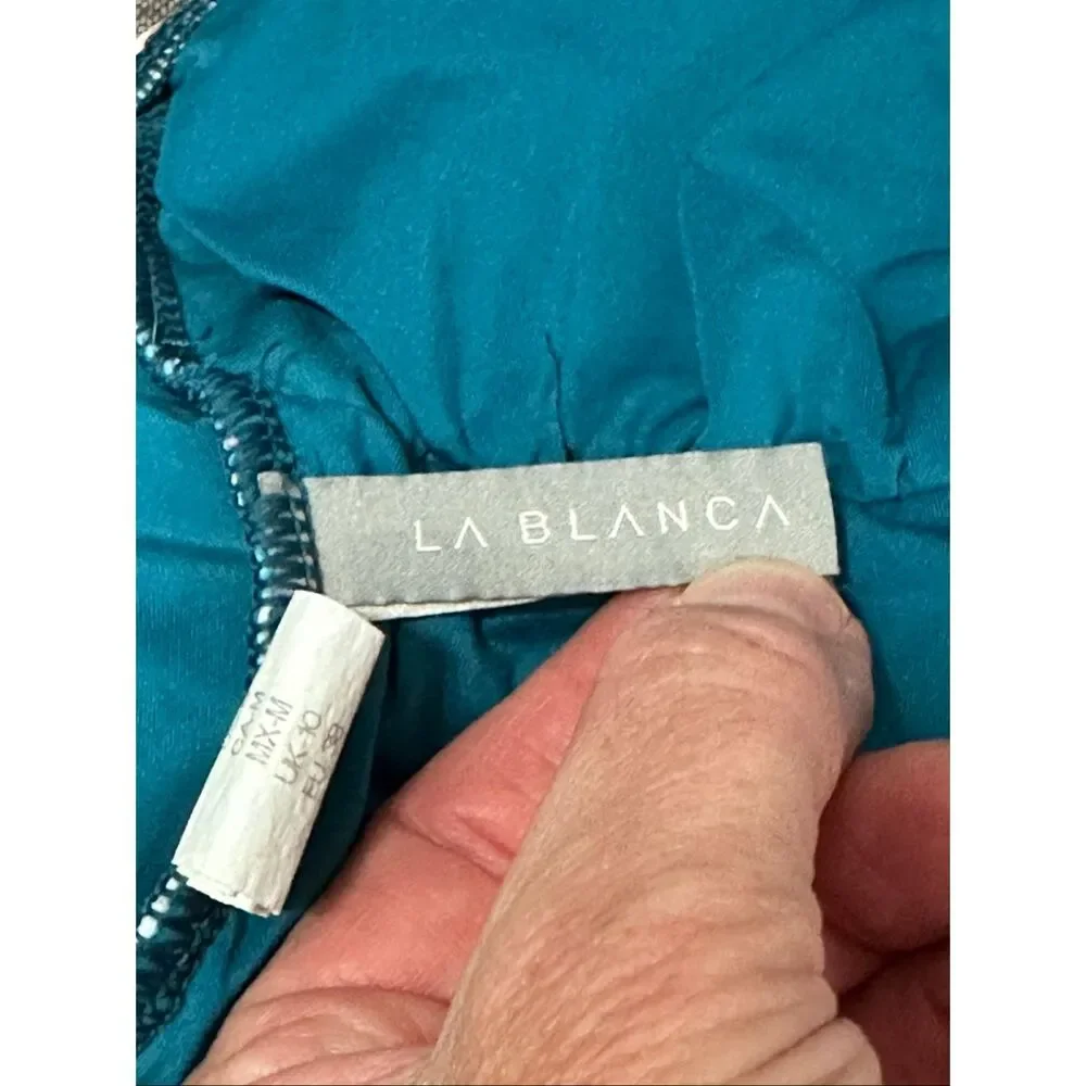 La Blanca One Piece Swimsuit Size 6 Pink Blue Keyhole Low Cut High Hip Designer